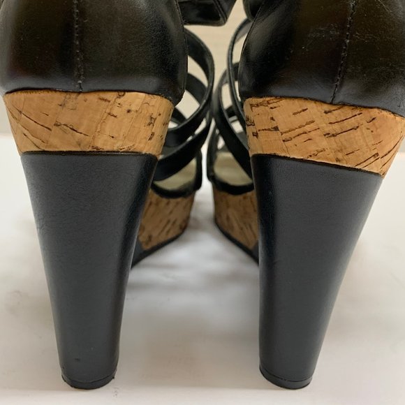 FREE DIBA® Black Cork Women's Wedges Size 8 - Picture 2 of 5